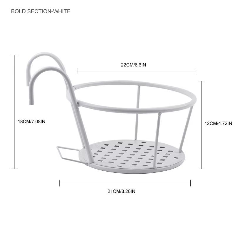 Iron Art Balcony Hanging Flower Pot Holder Basket 8