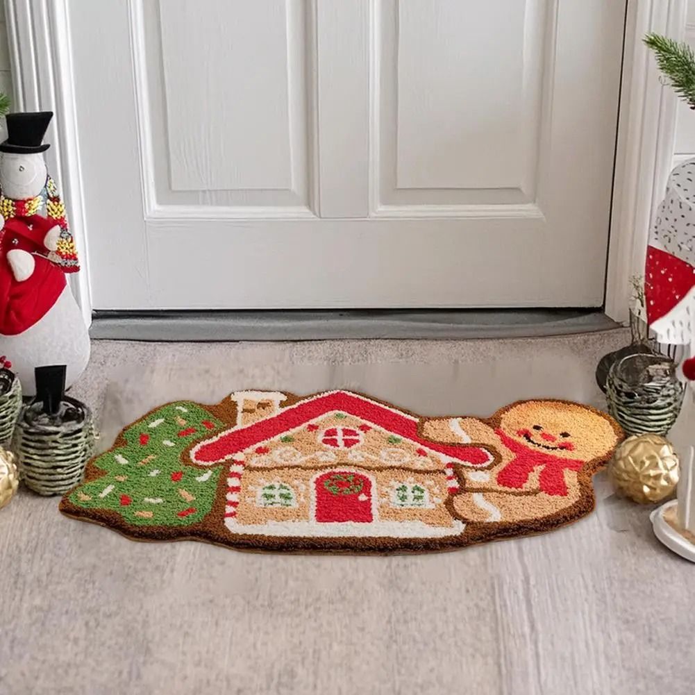 Gingerbread Kitchen Rug Christmas Doormat  NonSlip Imitation Cashmere Floor Mat 2