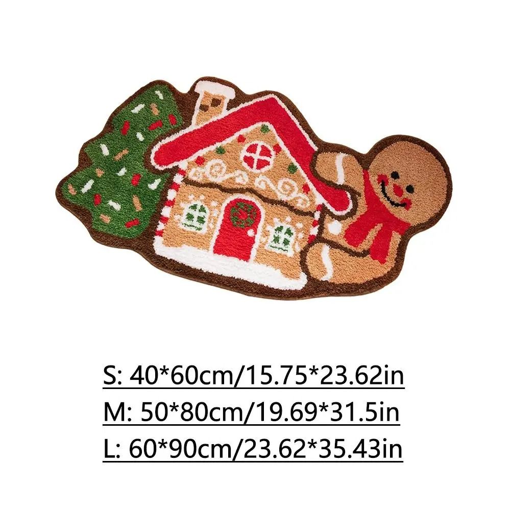 Gingerbread Kitchen Rug Christmas Doormat  NonSlip Imitation Cashmere Floor Mat 5