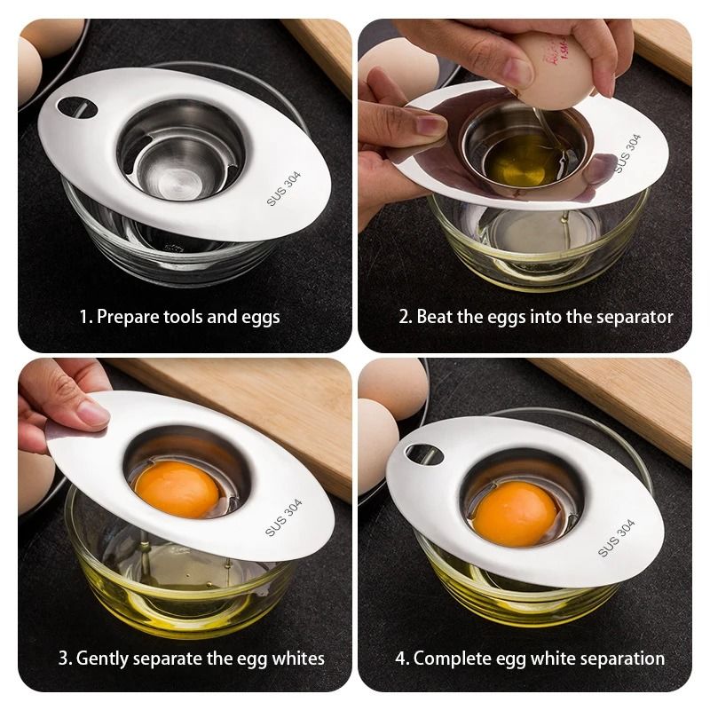 Stainless Steel Egg White Separator  Ergonomic Yolk Filter Funnel Spoon Tool 4