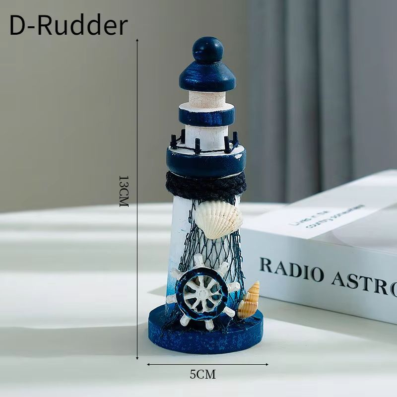 Mediterranean Wooden Lighthouse Ornament 13cm Home Decor 5