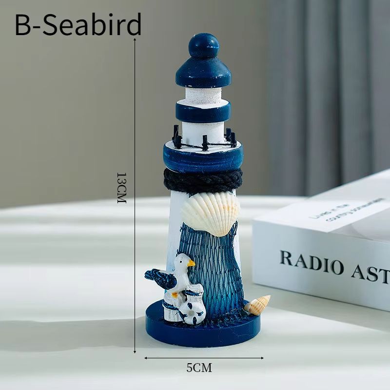 Mediterranean Wooden Lighthouse Ornament 13cm Home Decor 8