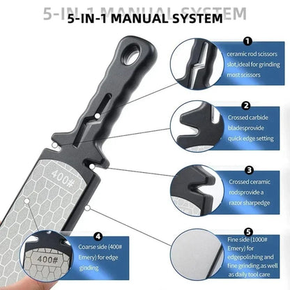 5in1 Diamond Knife Sharpener With 4001000 Grit Plates 1