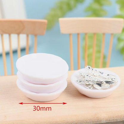 Miniature Plate Knife Fork Spoon Set For 1 12 Dollhouse Kitchen Tableware Decor 2