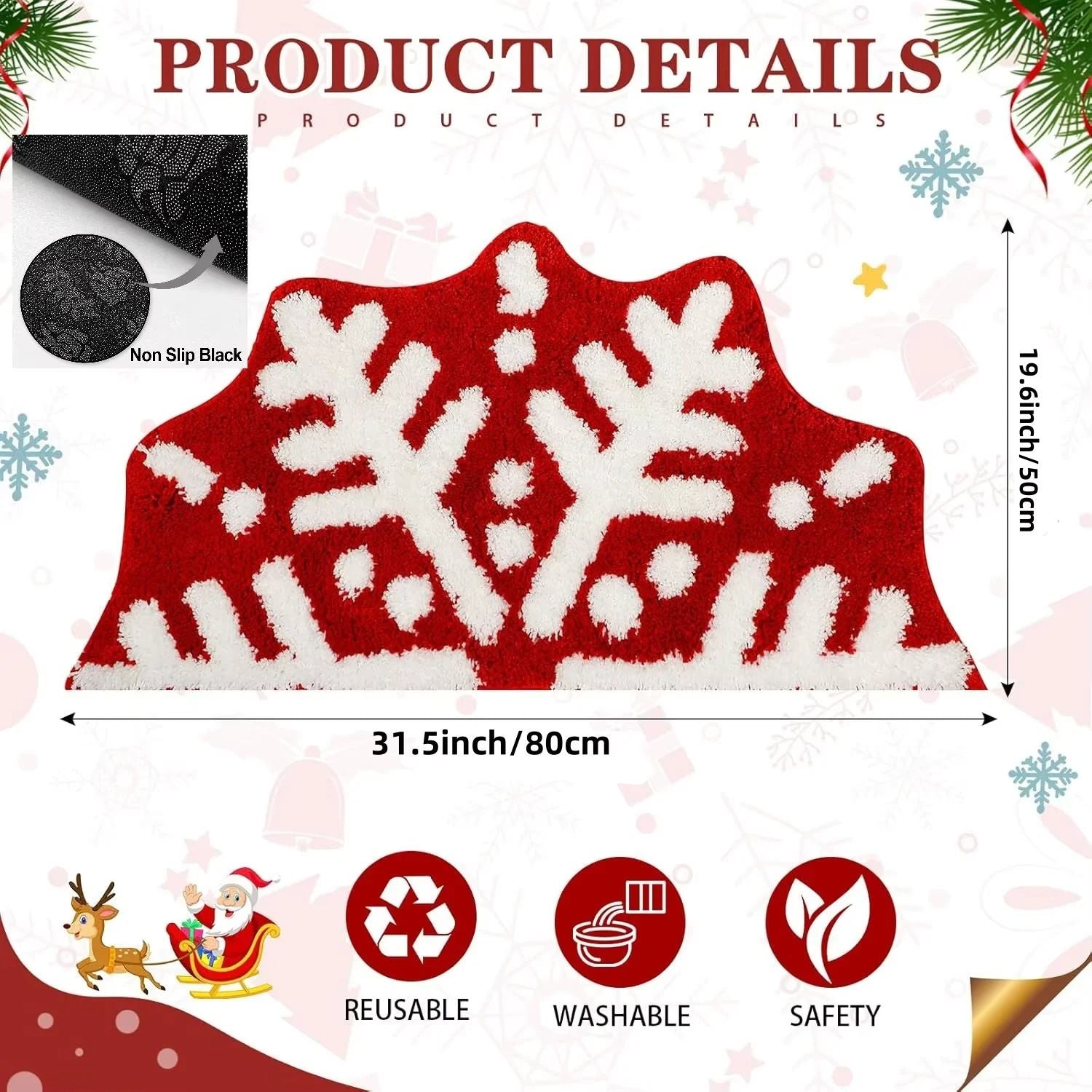 Christmas Imitation Cashmere Carpet Soft Non Slip Winter Bedroom Bathroom Foot Mat Home Decor Welco 2