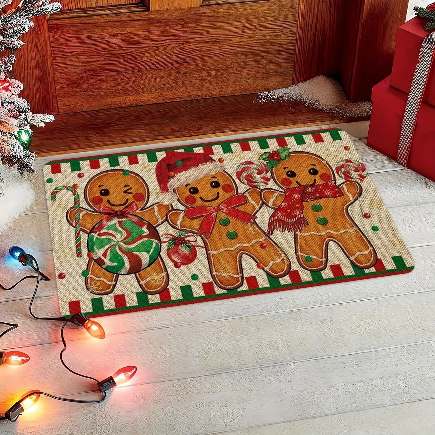 Christmas Carpet Gingerbread Man Doormat Soft Welcome Mat Living Room Rug For Bedroom Outdoor Home  9