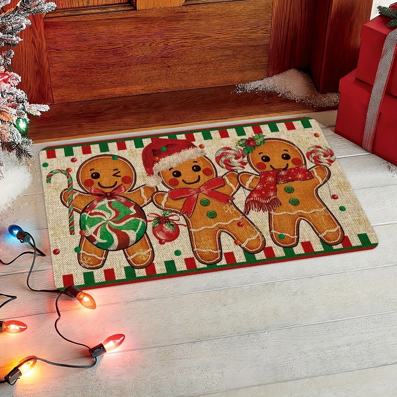 Christmas Carpet Gingerbread Man Doormat Soft Welcome Mat Living Room Rug For Bedroom Outdoor Home  9