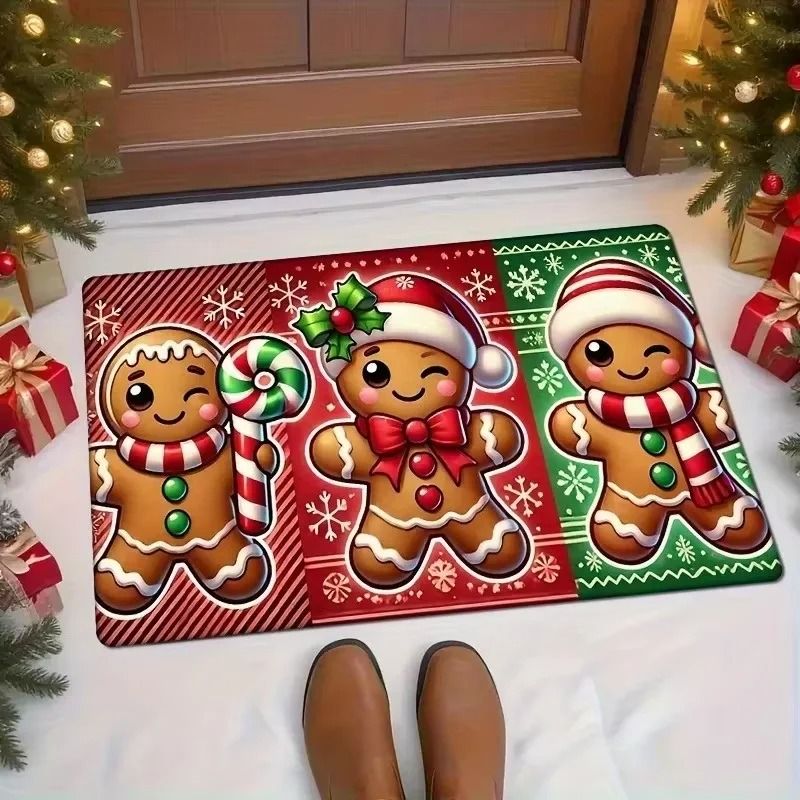 Christmas Carpet Gingerbread Man Doormat Soft Welcome Mat Living Room Rug For Bedroom Outdoor Home  10