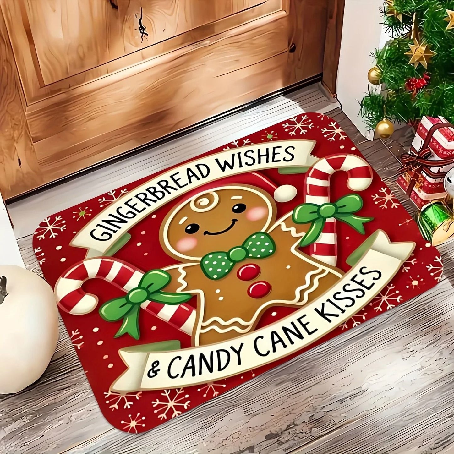 Christmas Carpet Gingerbread Man Doormat Soft Welcome Mat Living Room Rug For Bedroom Outdoor Home  2