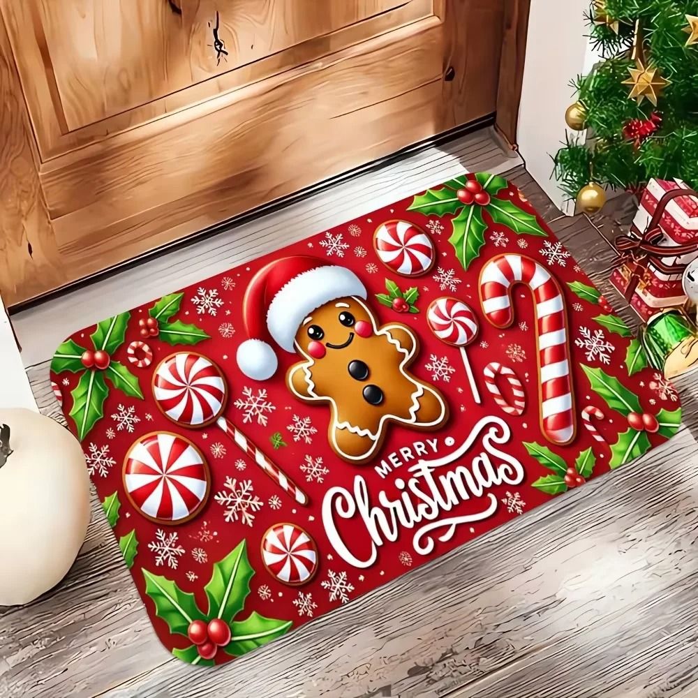 Christmas Carpet Gingerbread Man Doormat Soft Welcome Mat Living Room Rug For Bedroom Outdoor Home  3