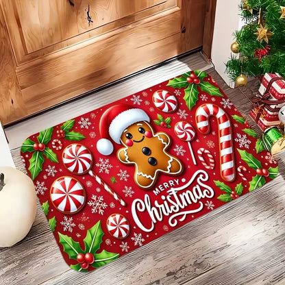 Christmas Carpet Gingerbread Man Doormat Soft Welcome Mat Living Room Rug For Bedroom Outdoor Home  3
