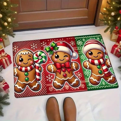 Christmas Carpet Gingerbread Man Doormat Soft Welcome Mat Living Room Rug For Bedroom Outdoor Home  4