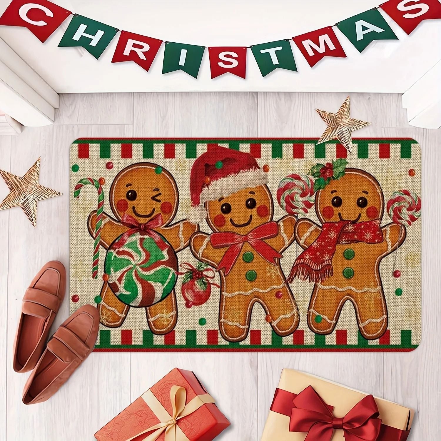 Christmas Carpet Gingerbread Man Doormat Soft Welcome Mat Living Room Rug For Bedroom Outdoor Home  5