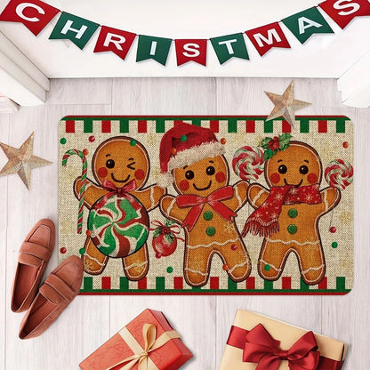 Christmas Carpet Gingerbread Man Doormat Soft Welcome Mat Living Room Rug For Bedroom Outdoor Home  5