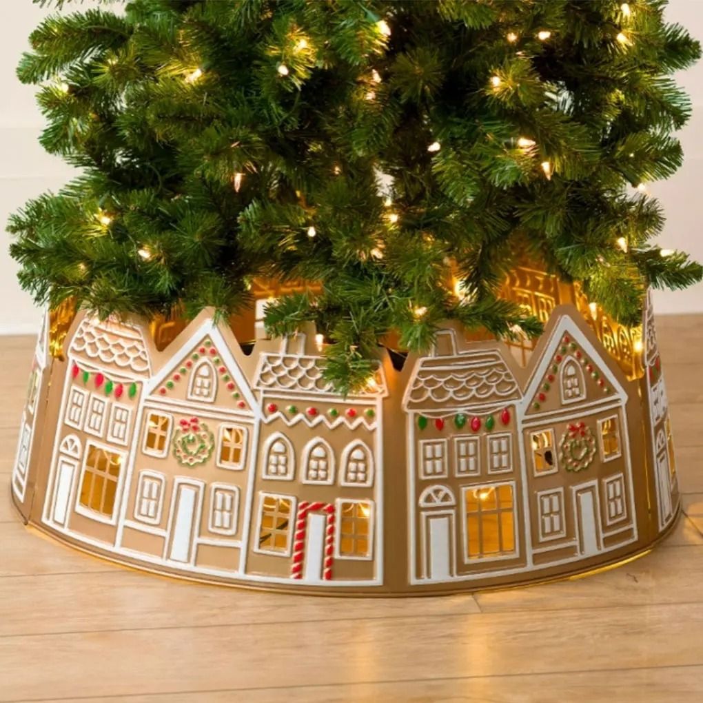 26 And 28 Inch LED Christmas Tree Collar PVC Tree Skirt Base Stand Holiday Decoration 1