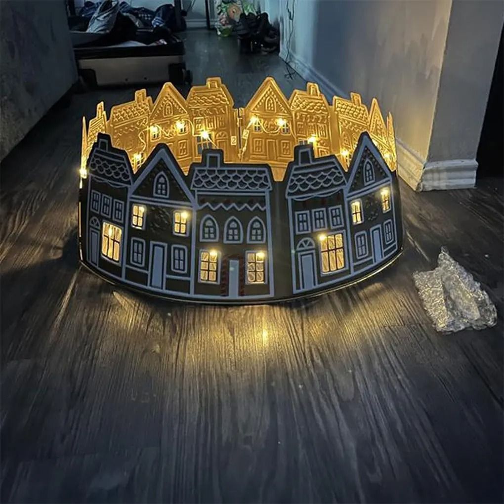 26 And 28 Inch LED Christmas Tree Collar PVC Tree Skirt Base Stand Holiday Decoration 4