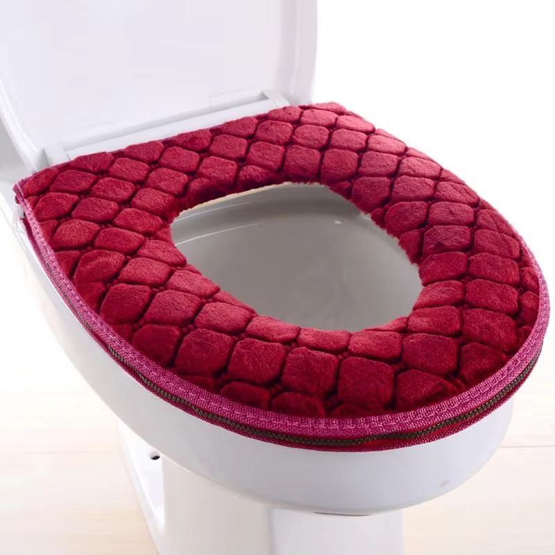 Plush Toilet Seat Cushion Winter Soft Washable Cover 8