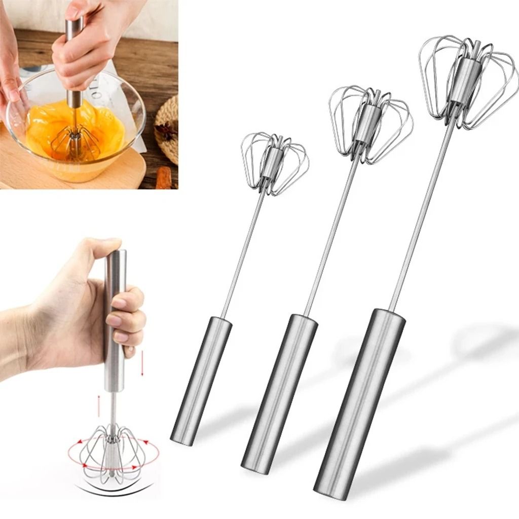 Semi Automatic Mixer Whisk Egg Beater Stainless Steel Manual Hand Mixer 1