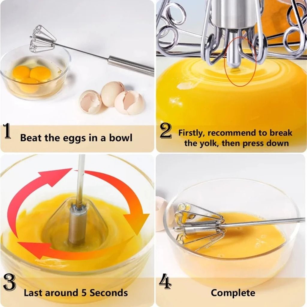 Semi Automatic Mixer Whisk Egg Beater Stainless Steel Manual Hand Mixer 5