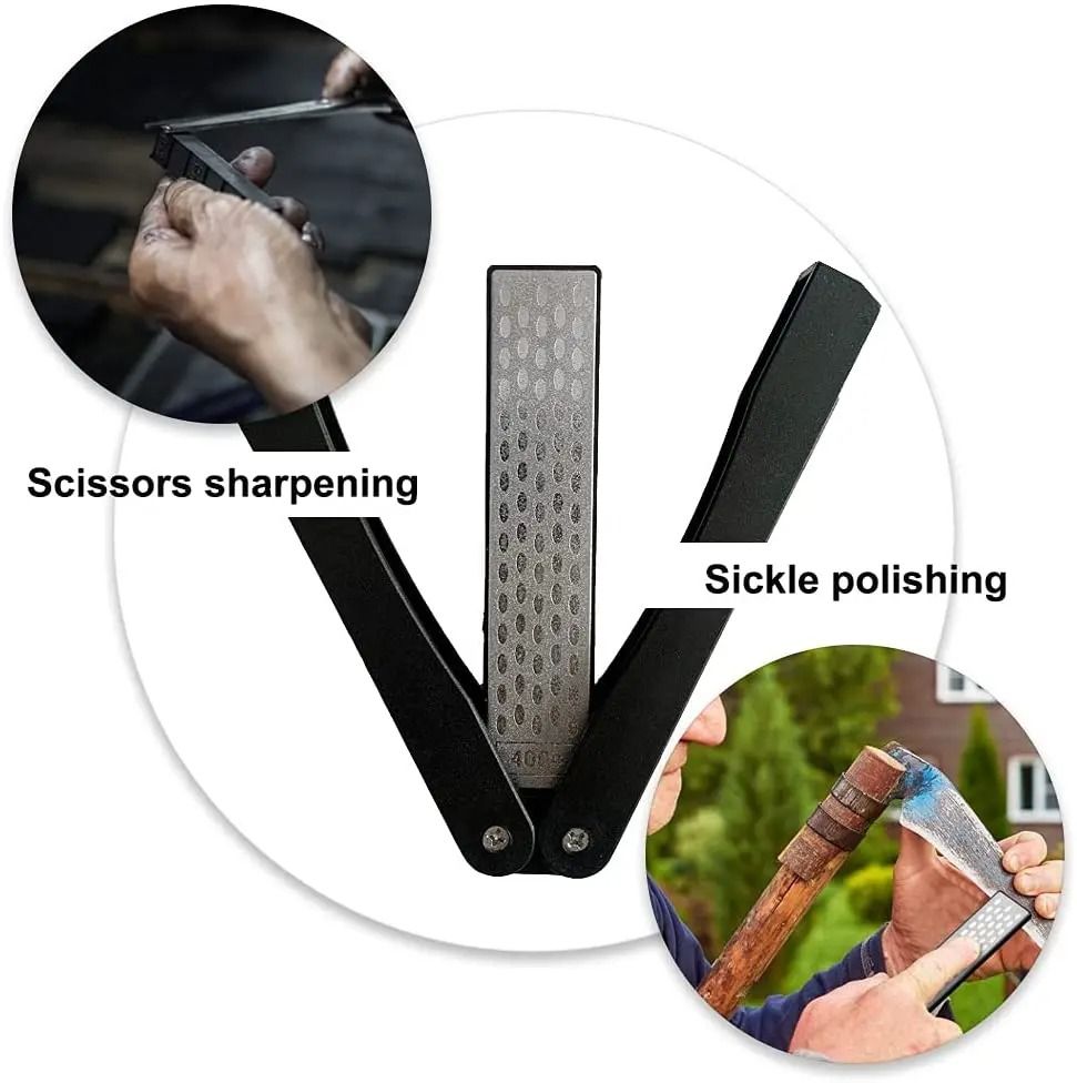 Double Sided Folded Pocket Knife Sharpener Diamond Sharpening Stone 400 Grit 3