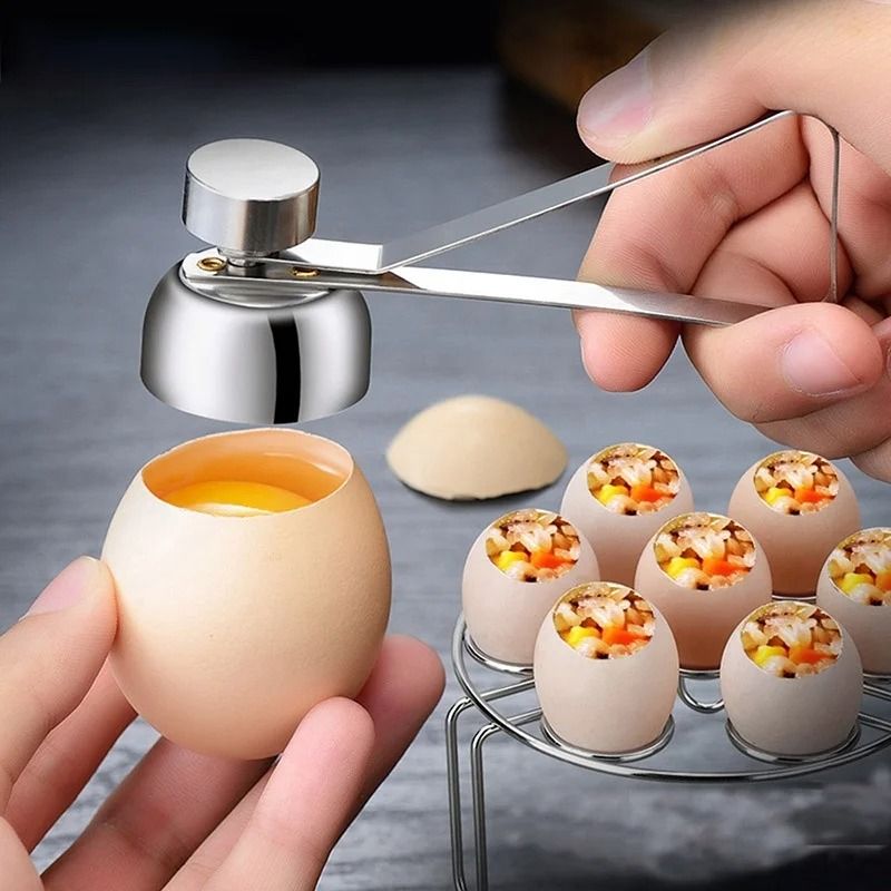 Stainless Steel Egg Topper Cutter Metal Egg Scissors Boiled Raw Egg Opener 1