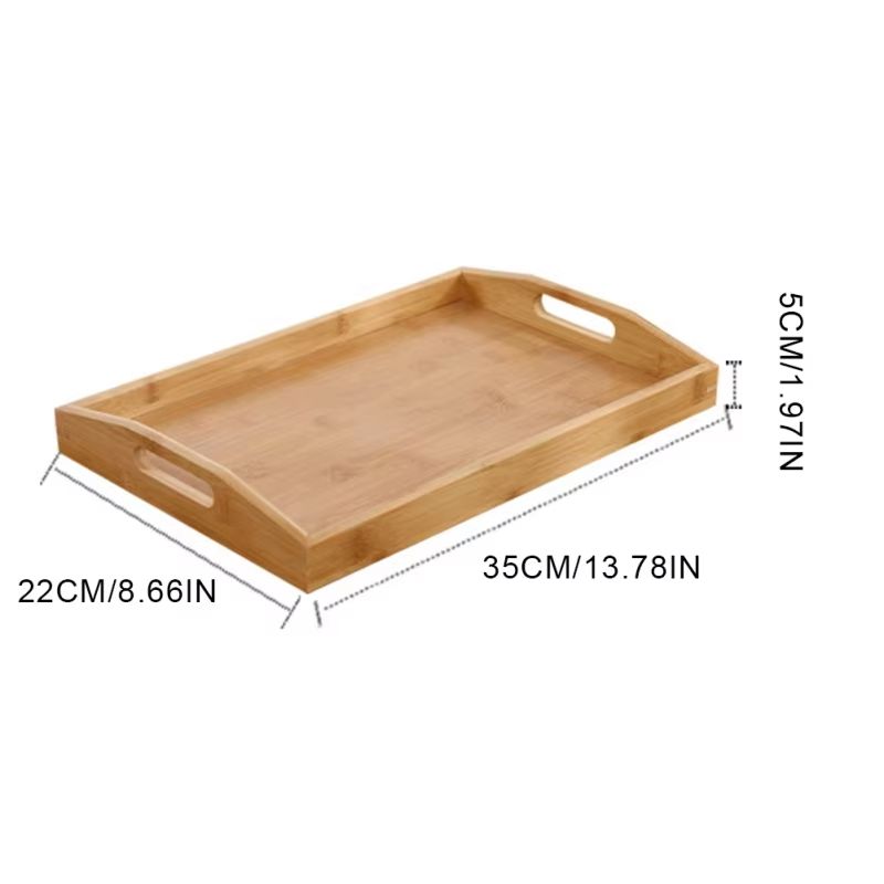 Wide Bamboo Organizer Tray Storage Bin With Handles 9
