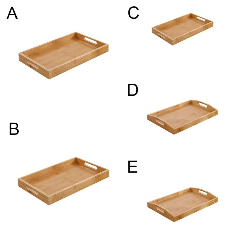 Wide Bamboo Organizer Tray Storage Bin With Handles 11