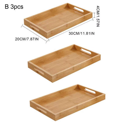 Wide Bamboo Organizer Tray Storage Bin With Handles 13