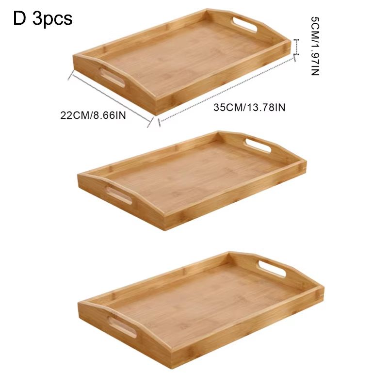 Wide Bamboo Organizer Tray Storage Bin With Handles 15