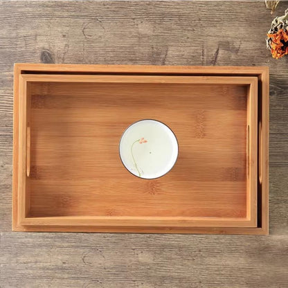 Wide Bamboo Organizer Tray Storage Bin With Handles 4