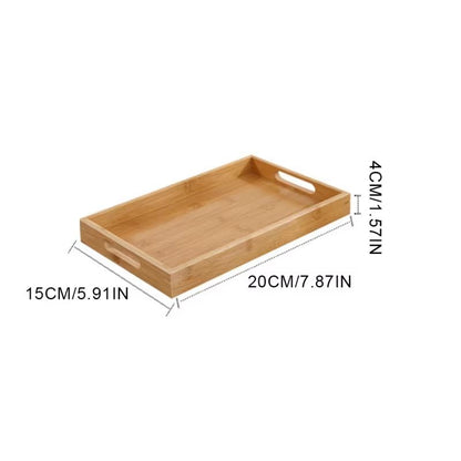 Wide Bamboo Organizer Tray Storage Bin With Handles 6