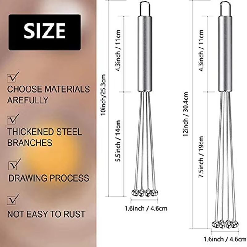 Stainless Steel Ball Whisk Manual Mixer Kitchen Wire Egg Whisk 1