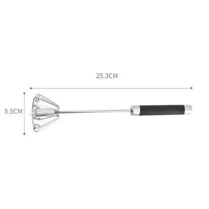 Rubber Handle Semi Automatic Egg Beater Stainless Steel Manual Whisk 2
