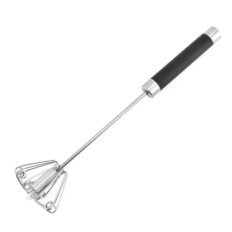 Rubber Handle Semi Automatic Egg Beater Stainless Steel Manual Whisk 6