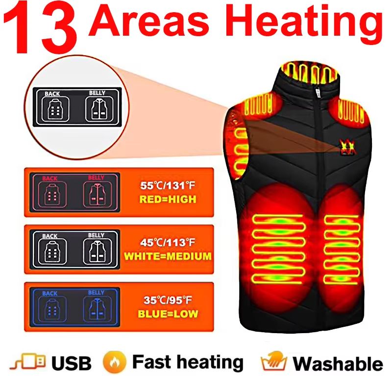 USB Heated Vest Electric Bodywarmer For Men  Women With Adjustable Zones 1
