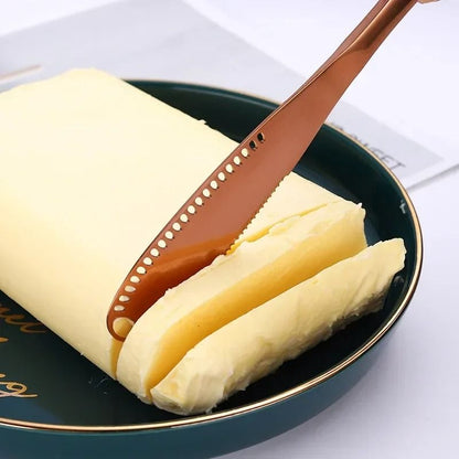 Stainless Steel Butter Knife With Holes 3 In 1 Spreader For Cheese Cream And Bread 2