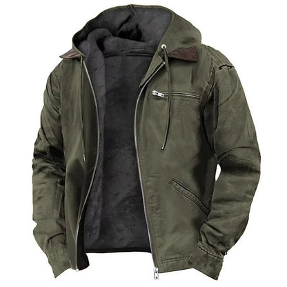 Mens Autumn Winter Fleecelined Zipper Hooded Casual Jacket 3