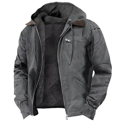 Mens Autumn Winter Fleecelined Zipper Hooded Casual Jacket 4