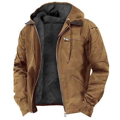 Mens Autumn Winter Fleecelined Zipper Hooded Casual Jacket 7