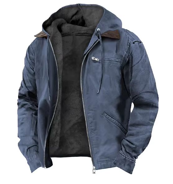 Mens Autumn Winter Fleecelined Zipper Hooded Casual Jacket 8