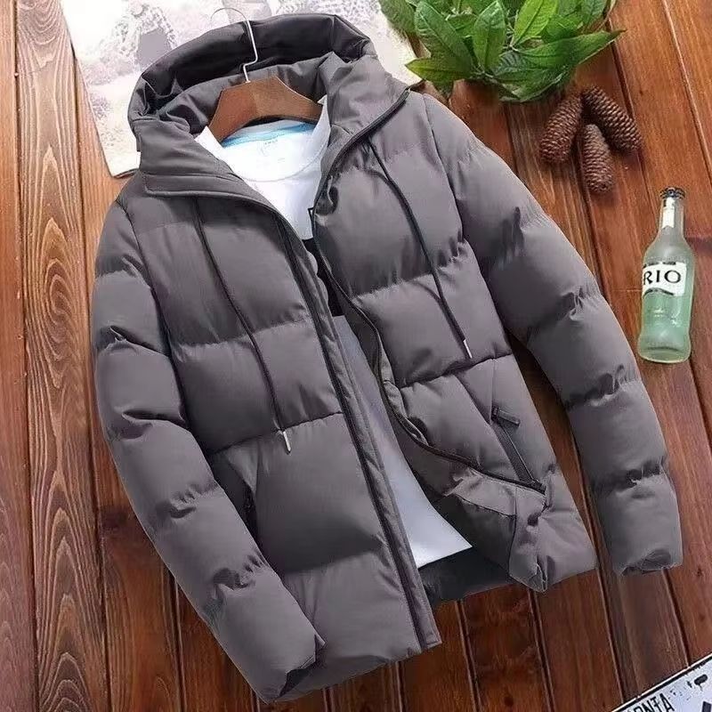 Mens Winter Hooded CottonPadded Windproof Casual Coat LooseFit Plus Size 6XL 7