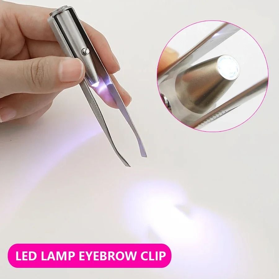 LED Lighted Eyebrow Tweezers for Precise Shaping and Grooming