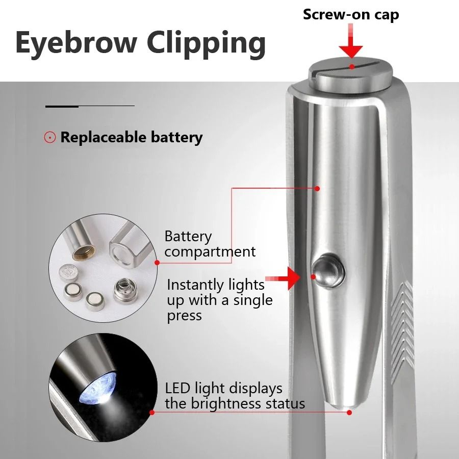 LED Lighted Eyebrow Tweezers For Precise Shaping And Grooming 4