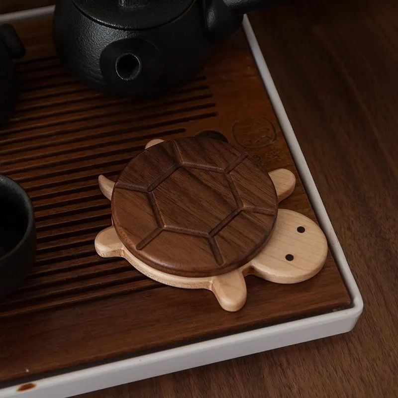 Turtle Shaped Solid Wood Insulation Mat For Kettles Tea Pots And Tableware 2