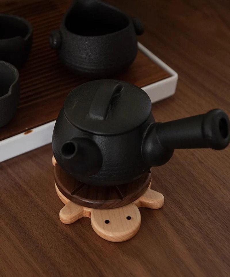 Turtle Shaped Solid Wood Insulation Mat For Kettles Tea Pots And Tableware 5