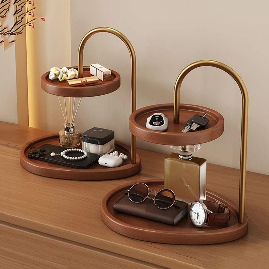 Premium Solid Wood Cosmetics Storage Box Multi Layer Desktop Organizer