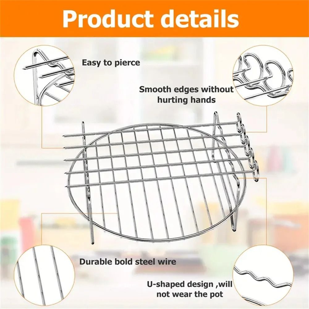 Stainless Steel Rack Tray And Steaming Racks Set For Air Fryer Oven And BBQ Grill 2