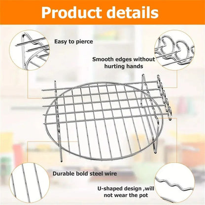 Stainless Steel Rack Tray And Steaming Racks Set For Air Fryer Oven And BBQ Grill 2