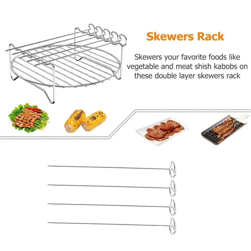 Stainless Steel Rack Tray And Steaming Racks Set For Air Fryer Oven And BBQ Grill 3