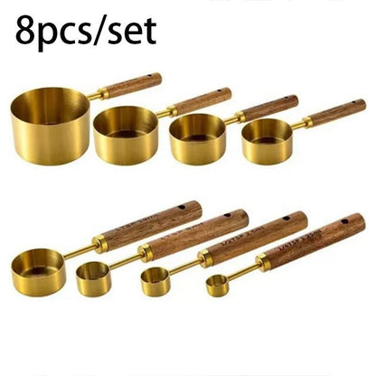Gold Measuring Cups And Spoons Set For Baking And Cooking 8 Piece 2
